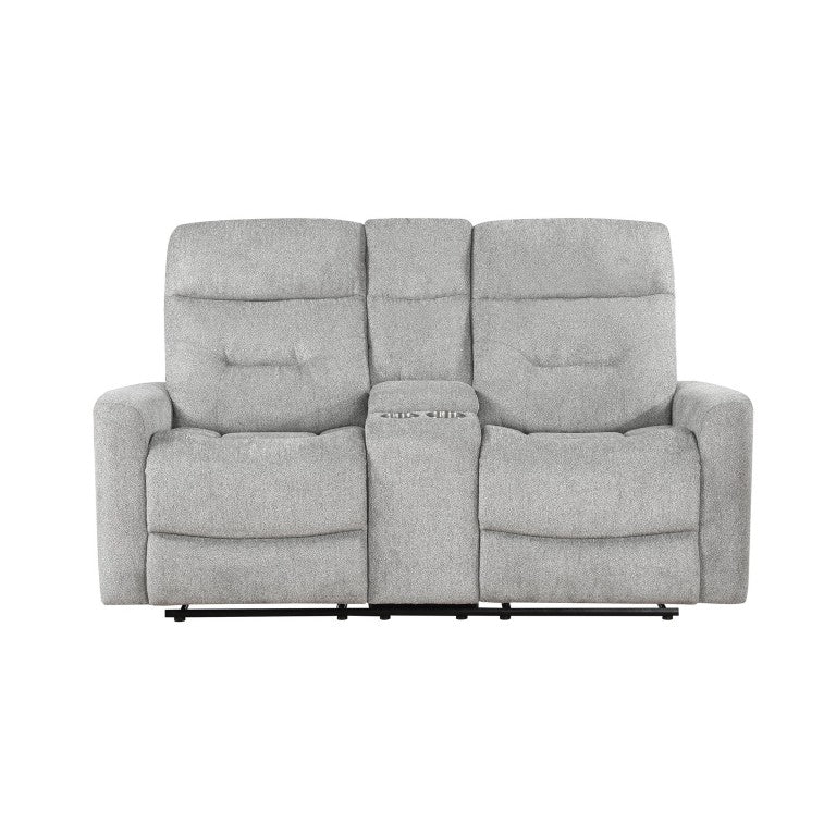 English Elm Double Reclining Loveseat with Center Console Chenille Upholstery and Storage B011P576139