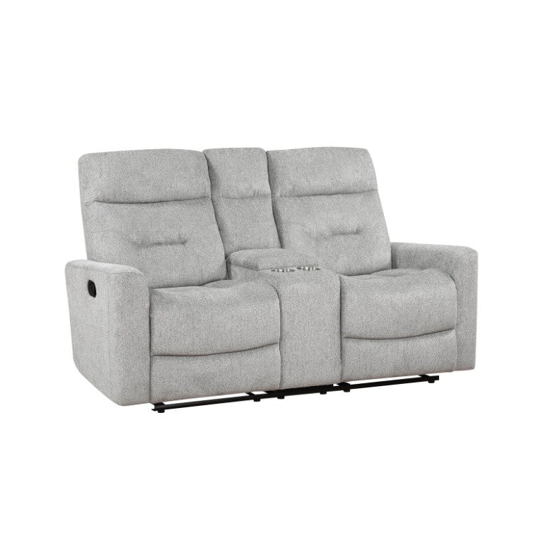English Elm Double Reclining Loveseat with Center Console Chenille Upholstery and Storage B011P576139