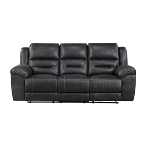 English Elm Power Lay Flat Reclining Sofa with Adjustable Headrests and USB Charging in Dove Gray Microfiber Black B011P576142