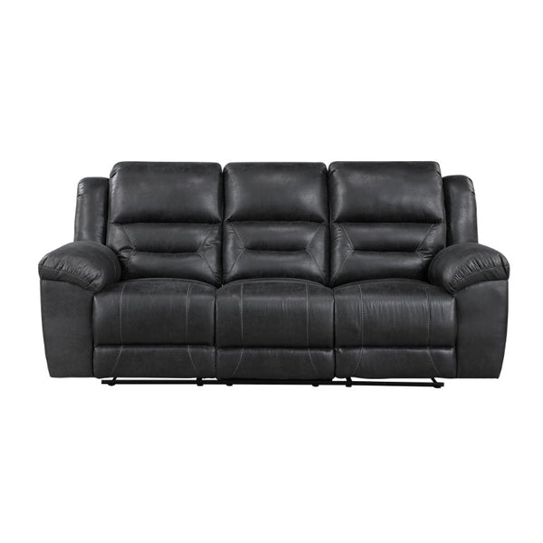 English Elm Power Lay Flat Reclining Sofa with Adjustable Headrests and USB Charging in Dove Gray Microfiber Black B011P576142