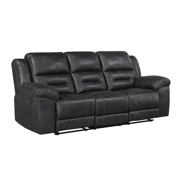 English Elm Power Lay Flat Reclining Sofa with Adjustable Headrests and USB Charging in Dove Gray Microfiber Black B011P576142