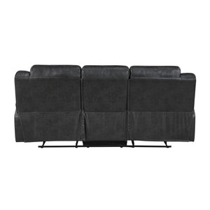 English Elm Power Lay Flat Reclining Sofa with Adjustable Headrests and USB Charging in Dove Gray Microfiber Black B011P576142