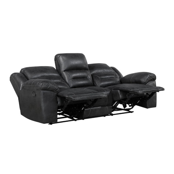 English Elm Power Lay Flat Reclining Sofa with Adjustable Headrests and USB Charging in Dove Gray Microfiber Black B011P576142