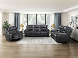 English Elm Power Lay Flat Reclining Sofa with Adjustable Headrests and USB Charging in Dove Gray Microfiber Black B011P576142