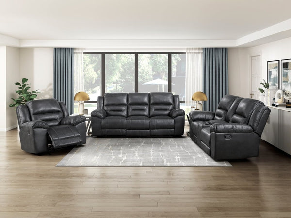 English Elm Power Lay Flat Reclining Sofa with Adjustable Headrests and USB Charging in Dove Gray Microfiber Black B011P576142