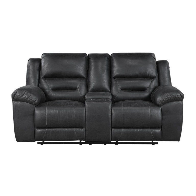 English Elm Double Reclining Loveseat with Console Cup Holders and Microfiber Upholstered Seating B011P576143