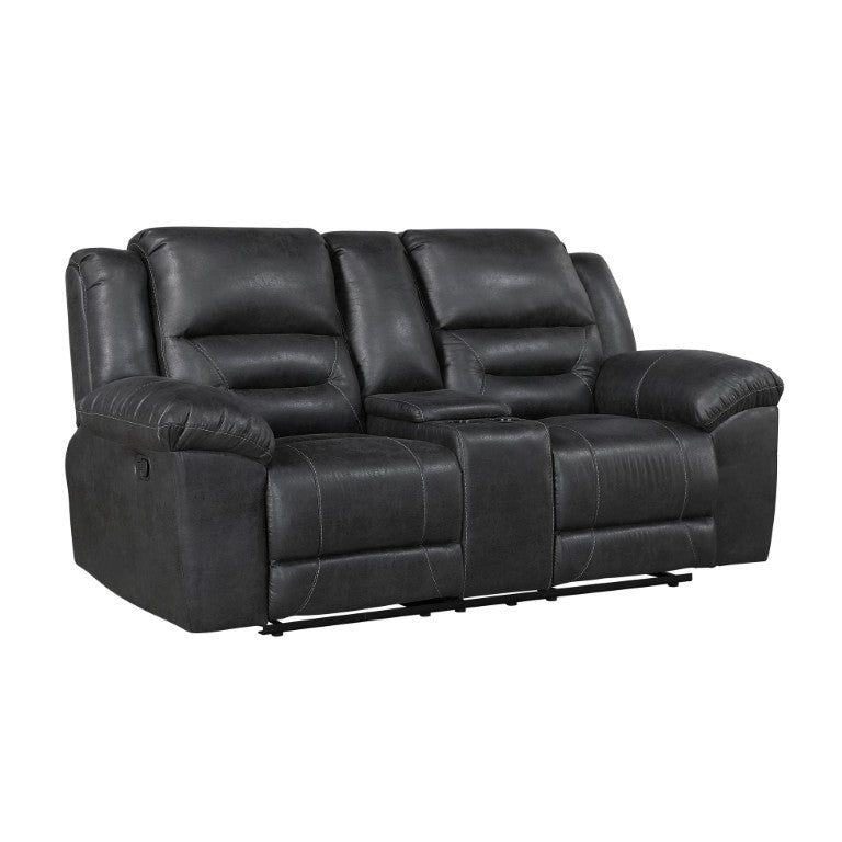 English Elm Double Reclining Loveseat with Console Cup Holders and Microfiber Upholstered Seating B011P576143