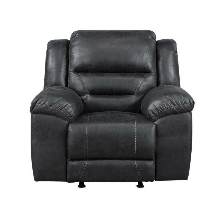 English Elm Rocker Recliner with Pillow Top Arms and Polished Microfiber Upholstery for Living Rooms B011P576144