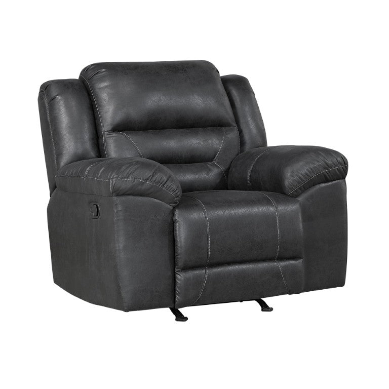English Elm Rocker Recliner with Pillow Top Arms and Polished Microfiber Upholstery for Living Rooms B011P576144