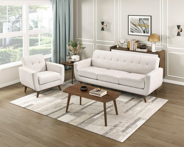 English Elm Double Reclining Sofa with Nailhead Trim Dacron Foam Seating for Modern Living Beige Polyester B011P576145