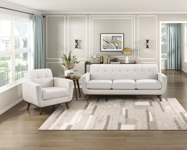 English Elm Double Reclining Sofa with Nailhead Trim Dacron Foam Seating for Modern Living Beige Polyester B011P576145