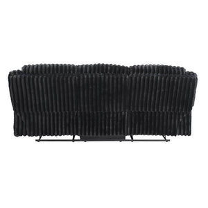 English Elm Sofa Mid-Century Velvet Upholstered with Walnut Legs and Pocket Coil Cushion Support Black Corduroy 95 L x 40 W x 41 H B011P576149