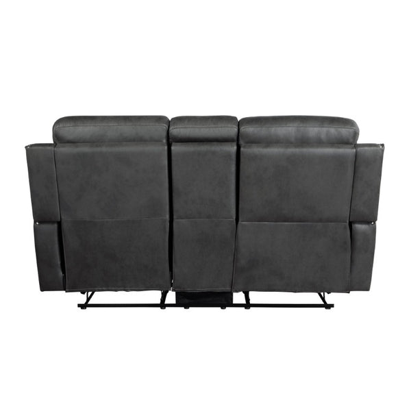 English Elm Double Reclining Loveseat with Center Console Microfiber Upholstery and Nailhead Trim B011P576156