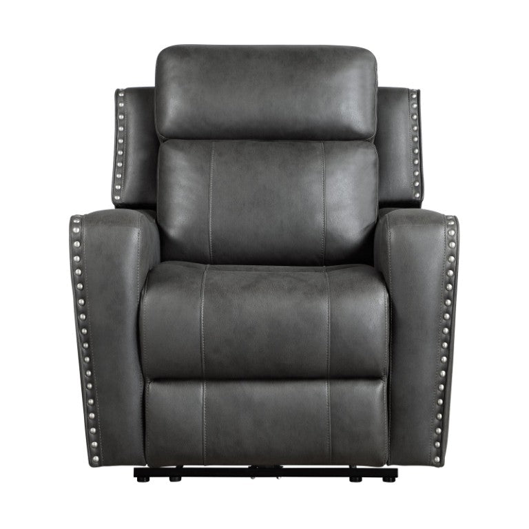 English Elm Reclining Microfiber Accent Chair with Nailhead Trim and Foam Cushion for Living Rooms B011P576157