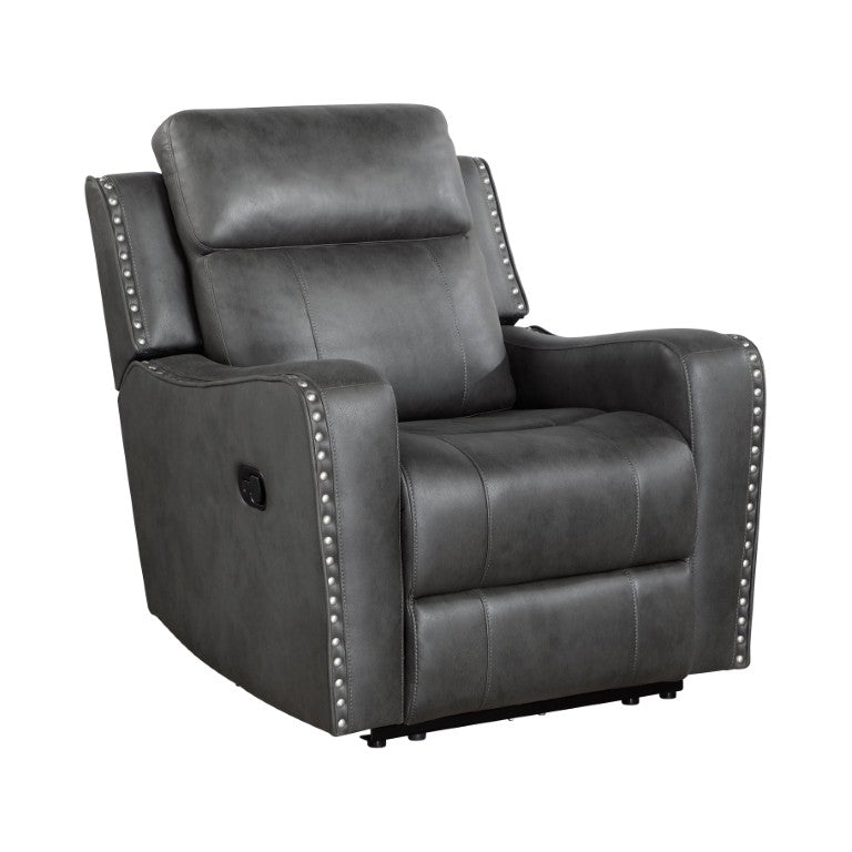 English Elm Reclining Microfiber Accent Chair with Nailhead Trim and Foam Cushion for Living Rooms B011P576157
