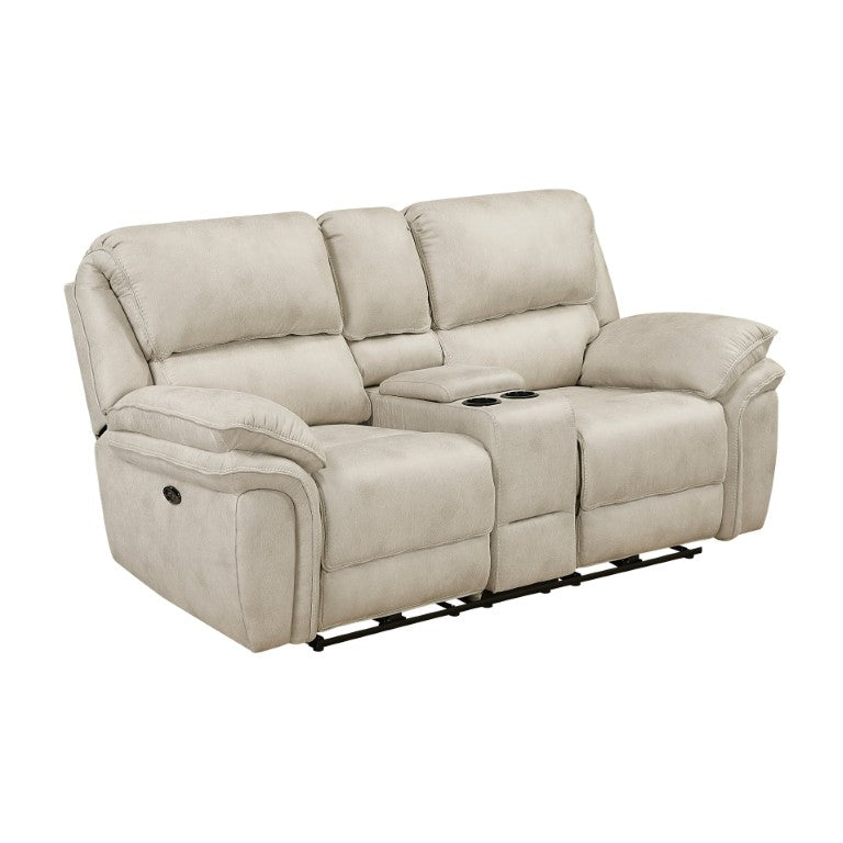 English Elm Power Reclining Loveseat with Center Console USB Ports and Microfiber Upholstery B011P576159