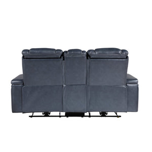 English Elm Power Reclining Loveseat with Top Grain Leather Console and Adjustable Headrests B011P576163
