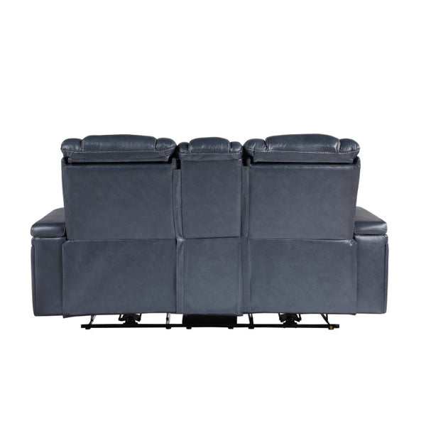 English Elm Power Reclining Loveseat with Top Grain Leather Console and Adjustable Headrests B011P576163