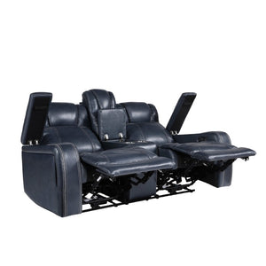 English Elm Power Reclining Loveseat with Top Grain Leather Console and Adjustable Headrests B011P576163