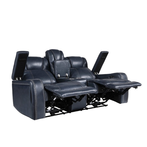 English Elm Power Reclining Loveseat with Top Grain Leather Console and Adjustable Headrests B011P576163