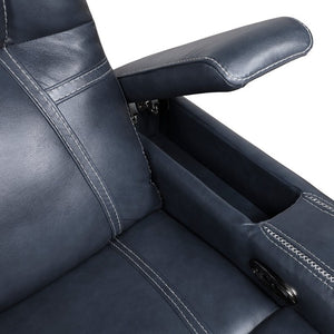 English Elm Power Reclining Loveseat with Top Grain Leather Console and Adjustable Headrests B011P576163