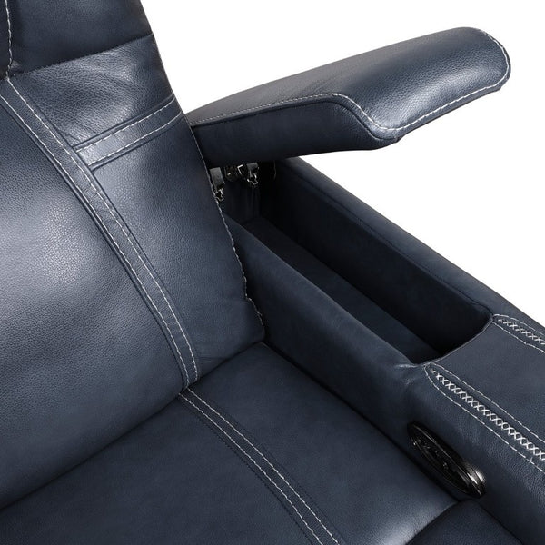 English Elm Power Reclining Loveseat with Top Grain Leather Console and Adjustable Headrests B011P576163