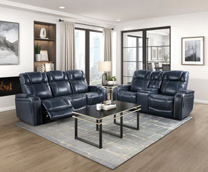 English Elm Power Reclining Loveseat with Top Grain Leather Console and Adjustable Headrests B011P576163