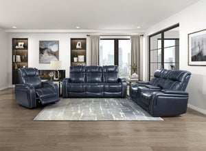 English Elm Power Reclining Loveseat with Top Grain Leather Console and Adjustable Headrests B011P576163