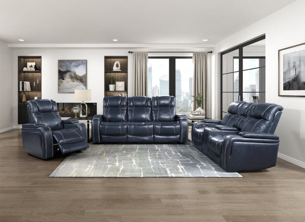 English Elm Power Reclining Loveseat with Top Grain Leather Console and Adjustable Headrests B011P576163