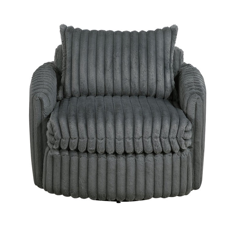 English Elm Swivel Accent Chair Corduroy Upholstery Channel Tufted with Pocket Coil Support B011P576164