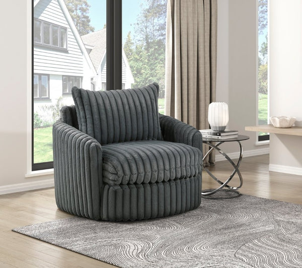 English Elm Swivel Accent Chair Corduroy Upholstery Channel Tufted with Pocket Coil Support B011P576164