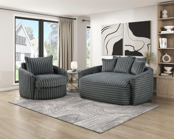 English Elm Swivel Accent Chair Corduroy Upholstery Channel Tufted with Pocket Coil Support B011P576164
