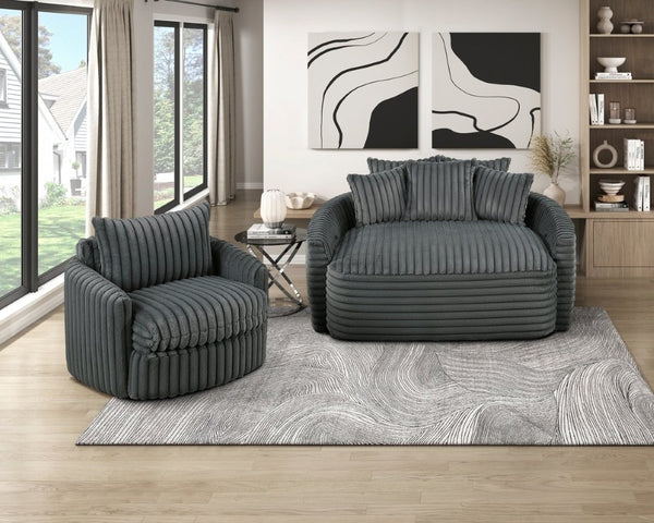 English Elm Swivel Accent Chair Corduroy Upholstery Channel Tufted with Pocket Coil Support B011P576164