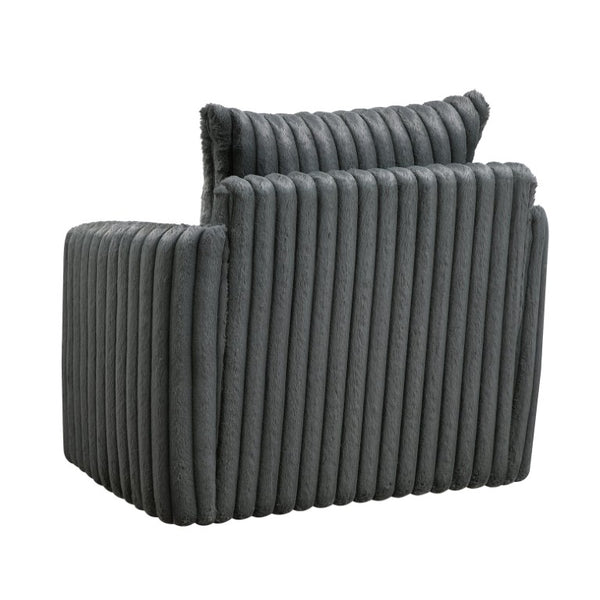 English Elm Swivel Accent Chair Corduroy Upholstery Channel Tufted with Pocket Coil Support B011P576164