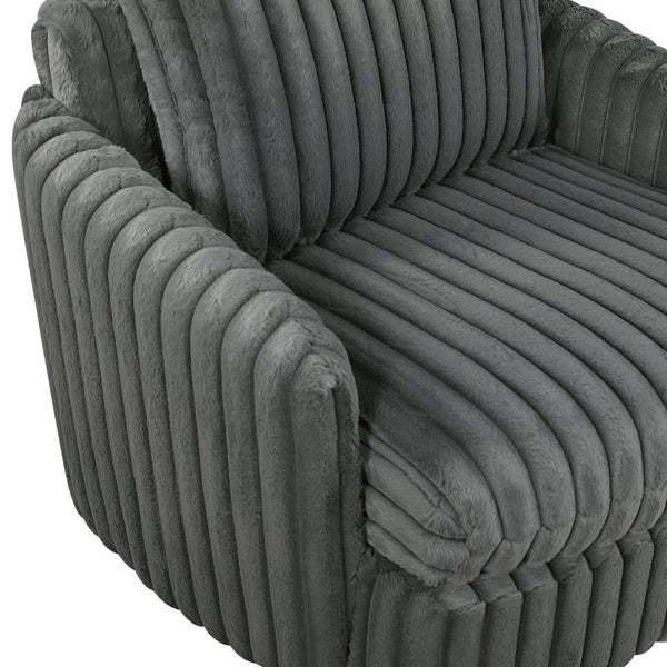English Elm Swivel Accent Chair Corduroy Upholstery Channel Tufted with Pocket Coil Support B011P576164
