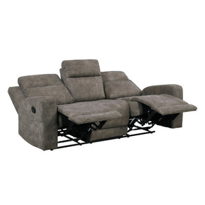 English Elm Double Reclining Three Seat Sofa with Pocket Coil Support and Microfiber Upholstery B011P576165