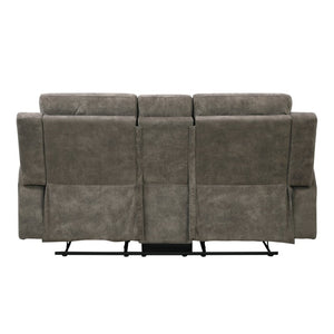 English Elm Double Reclining Loveseat with Center Console Pocket Coil Support Microfiber Seating B011P576166