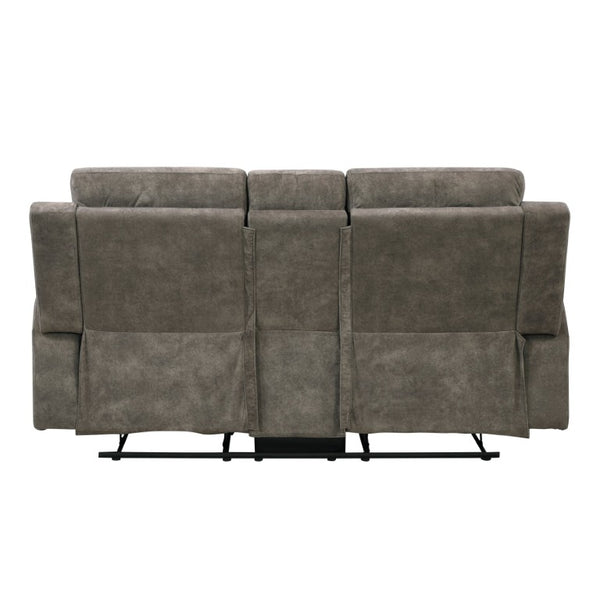 English Elm Double Reclining Loveseat with Center Console Pocket Coil Support Microfiber Seating B011P576166
