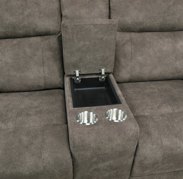 English Elm Double Reclining Loveseat with Center Console Pocket Coil Support Microfiber Seating B011P576166