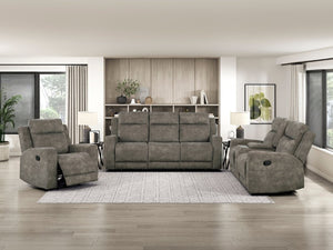 English Elm Double Reclining Loveseat with Center Console Pocket Coil Support Microfiber Seating B011P576166