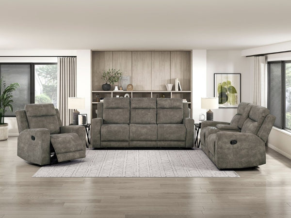 English Elm Double Reclining Loveseat with Center Console Pocket Coil Support Microfiber Seating B011P576166