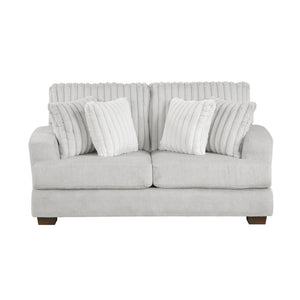 English Elm Love Seat Microfiber Mid-Century Modern Loveseat with Walnut Legs and Toss Pillows Light Gray 69.5 L x 39 W x 39 H B011P576169