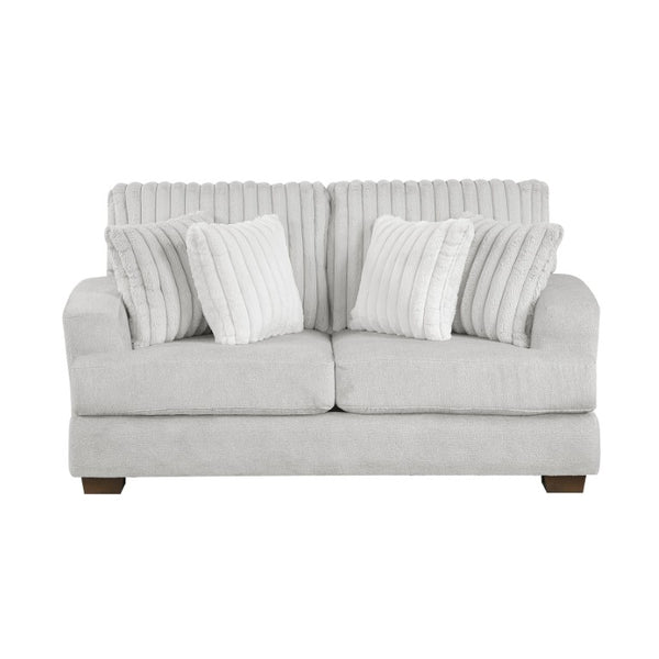 English Elm Love Seat Microfiber Mid-Century Modern Loveseat with Walnut Legs and Toss Pillows Light Gray 69.5 L x 39 W x 39 H B011P576169
