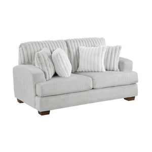 English Elm Love Seat Microfiber Mid-Century Modern Loveseat with Walnut Legs and Toss Pillows Light Gray 69.5 L x 39 W x 39 H B011P576169