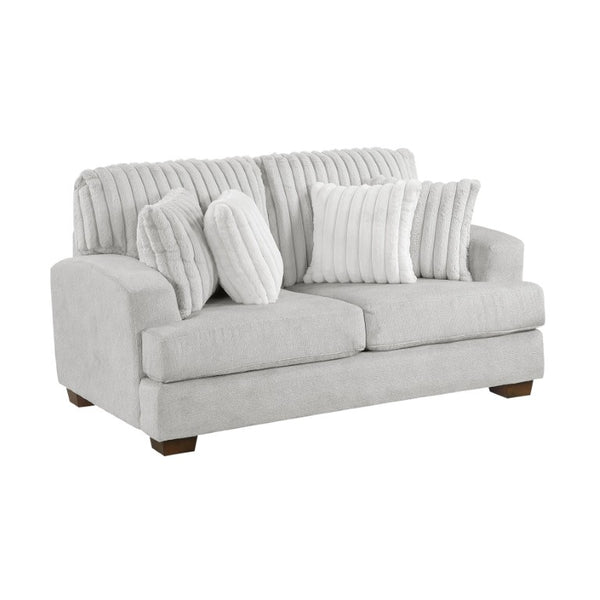 English Elm Love Seat Microfiber Mid-Century Modern Loveseat with Walnut Legs and Toss Pillows Light Gray 69.5 L x 39 W x 39 H B011P576169