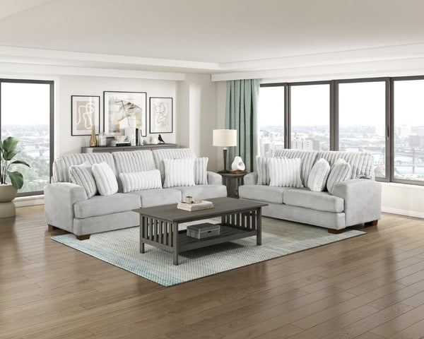 English Elm Love Seat Microfiber Mid-Century Modern Loveseat with Walnut Legs and Toss Pillows Light Gray 69.5 L x 39 W x 39 H B011P576169