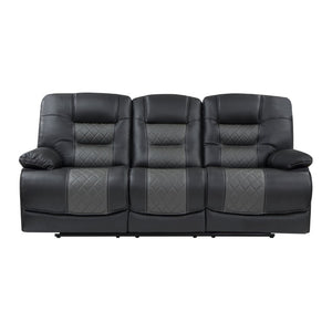English Elm Power Lay Flat Reclining Sofa with Adjustable Headrests and USB Charging in Dove Gray Faux Leather Dark Gray B011P576171