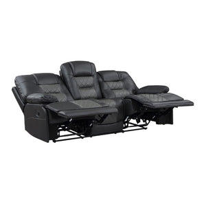 English Elm Power Lay Flat Reclining Sofa with Adjustable Headrests and USB Charging in Dove Gray Faux Leather Dark Gray B011P576171