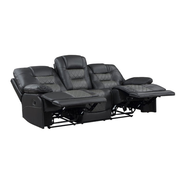 English Elm Power Lay Flat Reclining Sofa with Adjustable Headrests and USB Charging in Dove Gray Faux Leather Dark Gray B011P576171