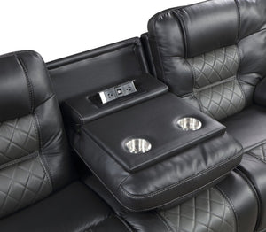 English Elm Power Lay Flat Reclining Sofa with Adjustable Headrests and USB Charging in Dove Gray Faux Leather Dark Gray B011P576171